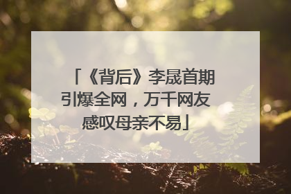 《背后》李晟首期引爆全网，万千网友感叹母亲不易