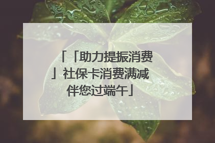 「助力提振消费」社保卡消费满减伴您过端午