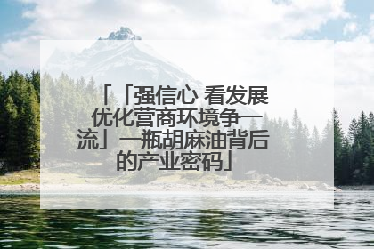 「强信心 看发展 优化营商环境争一流」一瓶胡麻油背后的产业密码