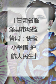 甘肃省临泽县市场监管局：快检小举措 护航大民生