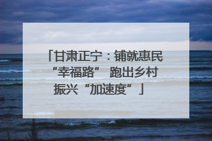 甘肃正宁：铺就惠民“幸福路” 跑出乡村振兴“加速度”