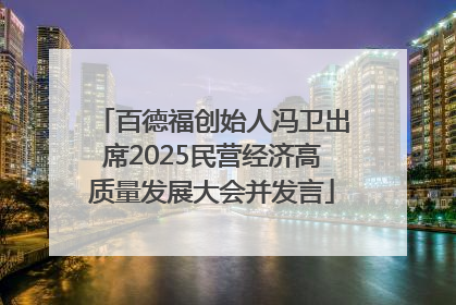 百德福创始人冯卫出席2025民营经济高质量发展大会并发言