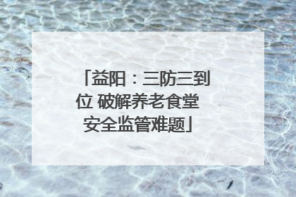 益阳：三防三到位 破解养老食堂安全监管难题