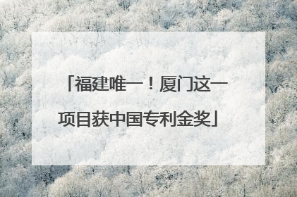 福建唯一！厦门这一项目获中国专利金奖