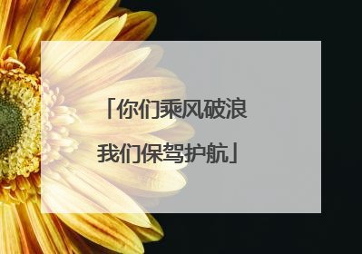 你们乘风破浪 我们保驾护航
