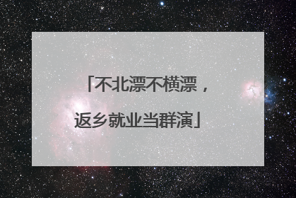 不北漂不横漂，返乡就业当群演
