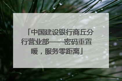 中国建设银行商丘分行营业部——密码重置暖，服务零距离