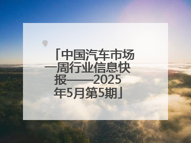 中国汽车市场一周行业信息快报——2025年5月第5期