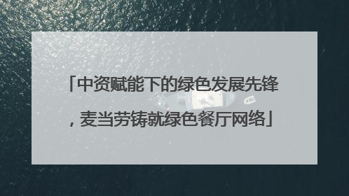 中资赋能下的绿色发展先锋，麦当劳铸就绿色餐厅网络