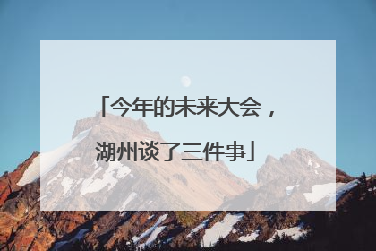 今年的未来大会，湖州谈了三件事