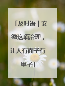 及时语｜安徽这项治理，让人有面子有里子