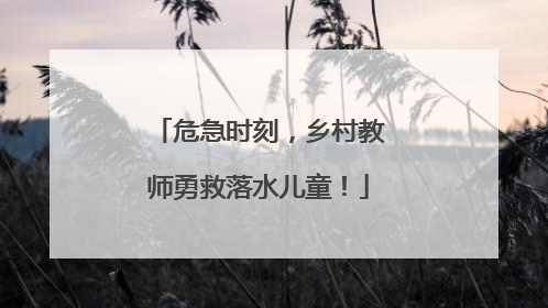 危急时刻，乡村教师勇救落水儿童！