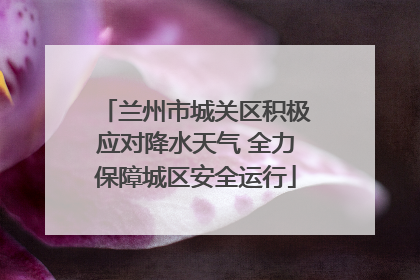 兰州市城关区积极应对降水天气 全力保障城区安全运行