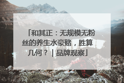 和其正：无规模无粉丝的养生水豪赌，胜算几何？｜品牌观察