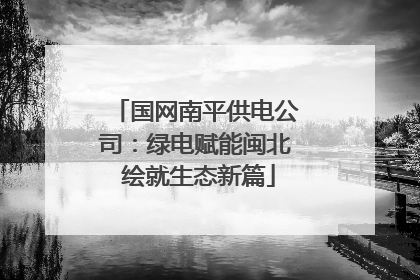 国网南平供电公司：绿电赋能闽北 绘就生态新篇