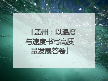 孟州：以温度与速度书写高质量发展答卷
