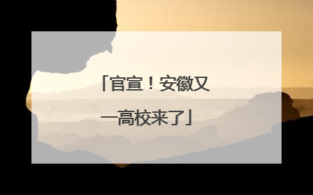 官宣！安徽又一高校来了
