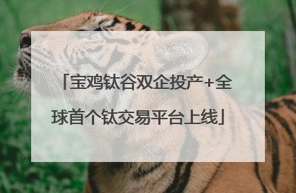 宝鸡钛谷双企投产+全球首个钛交易平台上线