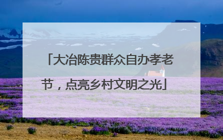 大冶陈贵群众自办孝老节，点亮乡村文明之光