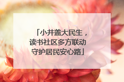 小井盖大民生，读书社区多方联动守护居民安心路