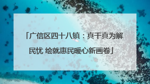 广信区四十八镇：真干真为解民忧 绘就惠民暖心新画卷