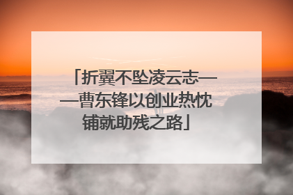 折翼不坠凌云志——曹东锋以创业热忱铺就助残之路
