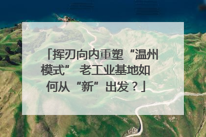 挥刃向内重塑“温州模式” 老工业基地如何从“新”出发？
