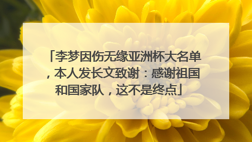 李梦因伤无缘亚洲杯大名单，本人发长文致谢：感谢祖国和国家队，这不是终点