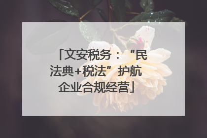 文安税务：“民法典+税法”护航企业合规经营