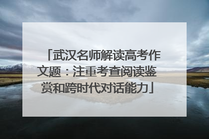 武汉名师解读高考作文题：注重考查阅读鉴赏和跨时代对话能力