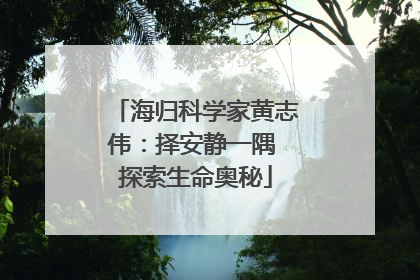 海归科学家黄志伟：择安静一隅 探索生命奥秘