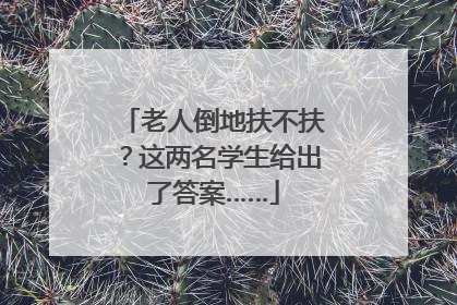 老人倒地扶不扶？这两名学生给出了答案……
