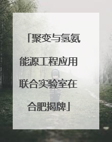聚变与氢氨能源工程应用联合实验室在合肥揭牌