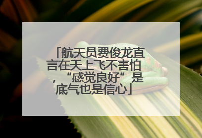 航天员费俊龙直言在天上飞不害怕，“感觉良好”是底气也是信心