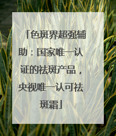 色斑界超强辅助：国家唯一认证的祛斑产品，央视唯一认可祛斑霜