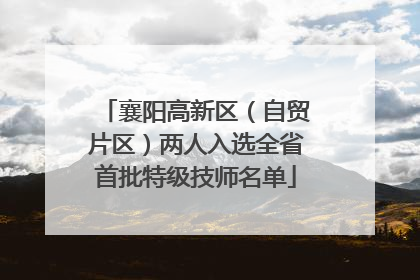 襄阳高新区（自贸片区）两人入选全省首批特级技师名单