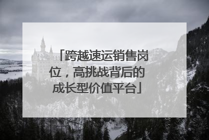 跨越速运销售岗位，高挑战背后的成长型价值平台