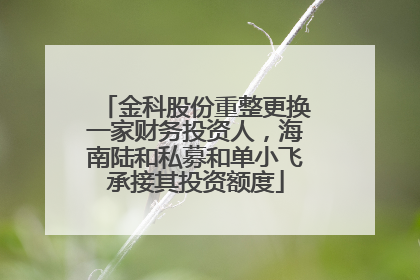 金科股份重整更换一家财务投资人，海南陆和私募和单小飞承接其投资额度