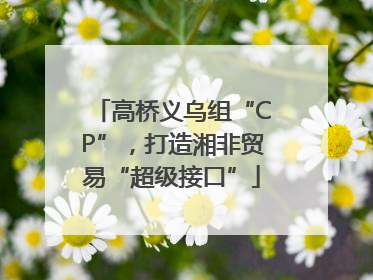高桥义乌组“CP”，打造湘非贸易“超级接口”
