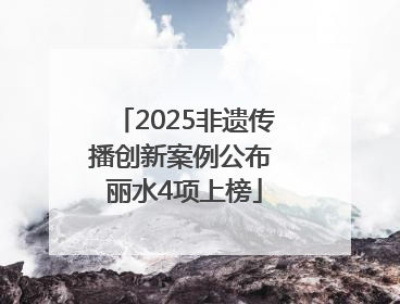 2025非遗传播创新案例公布 丽水4项上榜