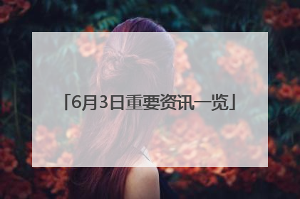 6月3日重要资讯一览